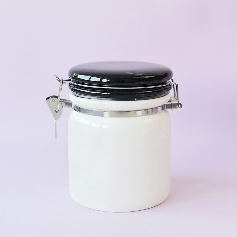 Tarro sellado de cerámica creativa con hebilla frasco de almacenamiento grande con tapa tarro de té redondo tarro de almacenamiento de granos de alimentos