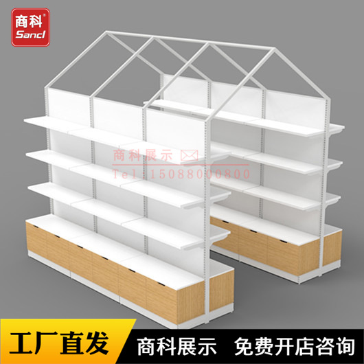 厂家批发爱亲亲子坊童装母婴店货架灯箱创意墙架带木底柜奶粉展柜