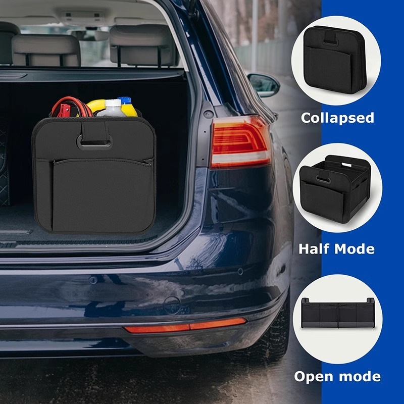 Cross-Border Multifunctional Oxford Cloth Car Storage Box, Foldable Trunk Storage Box, Divided and Reinforced Storage Box