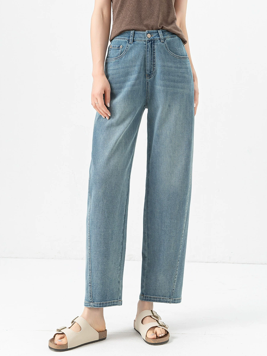Trousers, summer blue cotton jeans, 2025 years