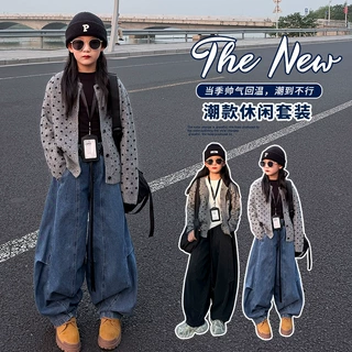 韩版女童潮酷穿搭套装秋季开衫外套2025新款女大童装洋气儿童休闲