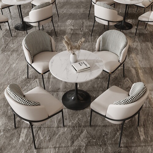 Modern and simple sales department negotiation table and chairs, light luxury commercial reception table, milk tea shop leisure table and four chairs