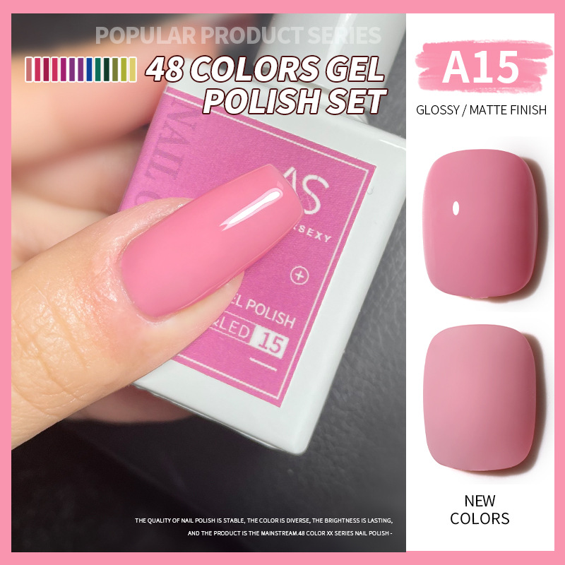 Una botella de pegamento de esmalte de uñas de un color 2022 nuevo verano popular 48-color Pequeño conjunto para el salón de uñas traje completo