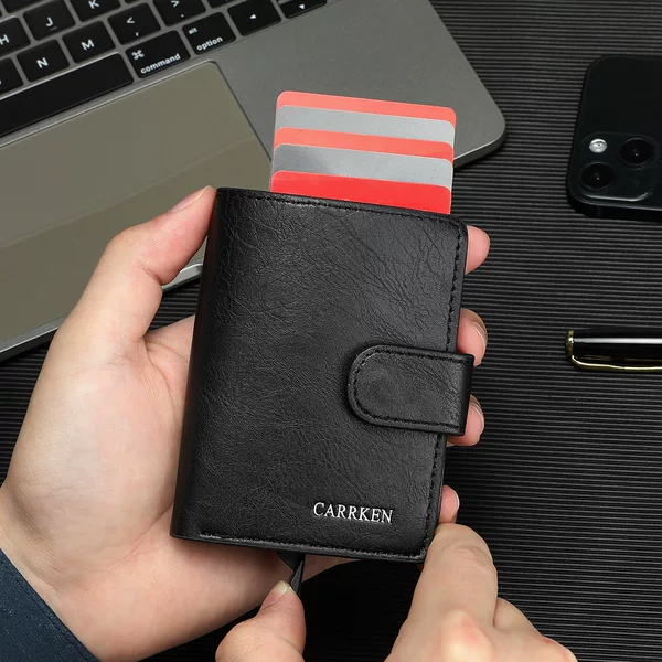 New Card Bag Men's Simple Automatic RFID Bank Card Aluminum Box Card Holder Thin Anti-magnetic Credit Card Case