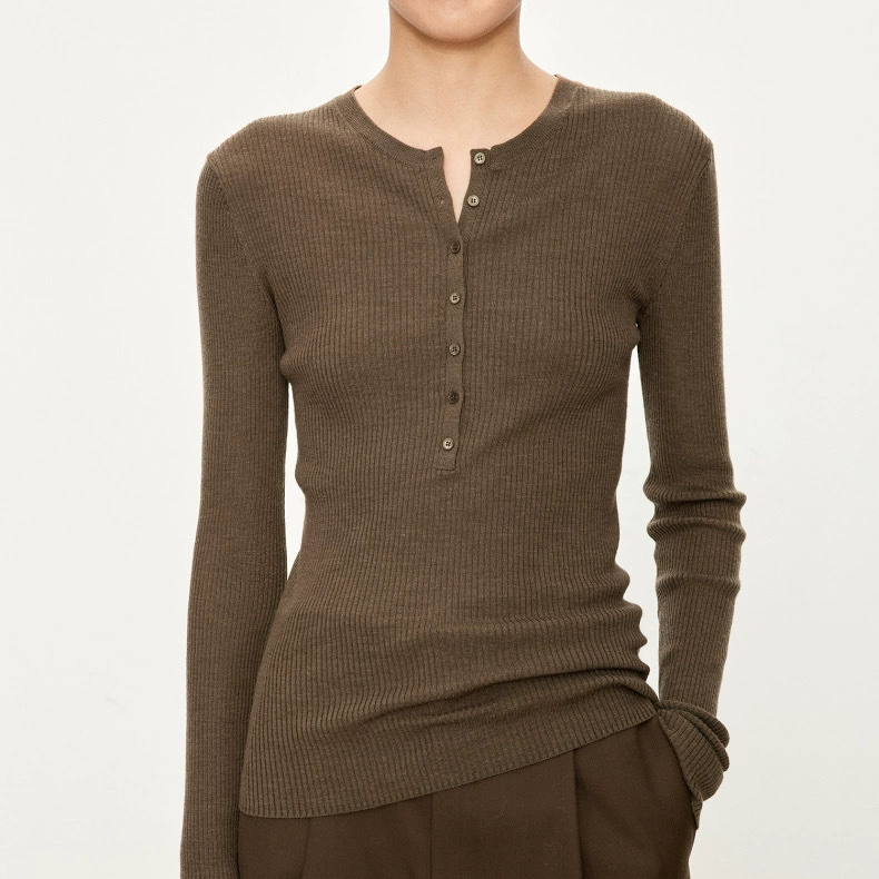 Счетчик Baiba надет ветер изысканный узкий край Генри маленький круглый воротник/большой круглый воротник шерстяной трикотаж