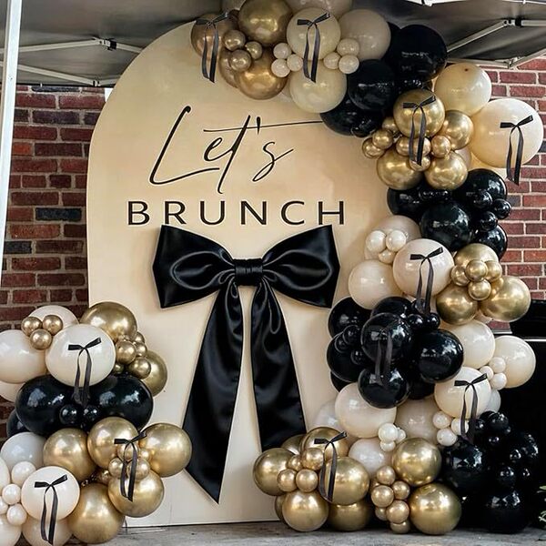 Black golden white cream balloon