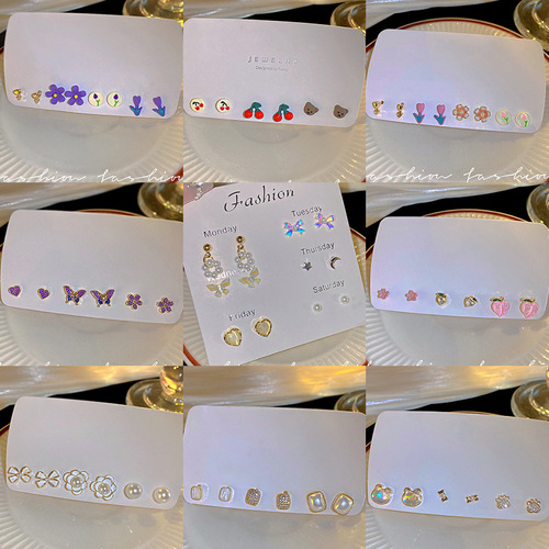 925 silver needle personalized light luxury set earrings high-end niche exquisite earrings fashion commuting versatile earrings for women