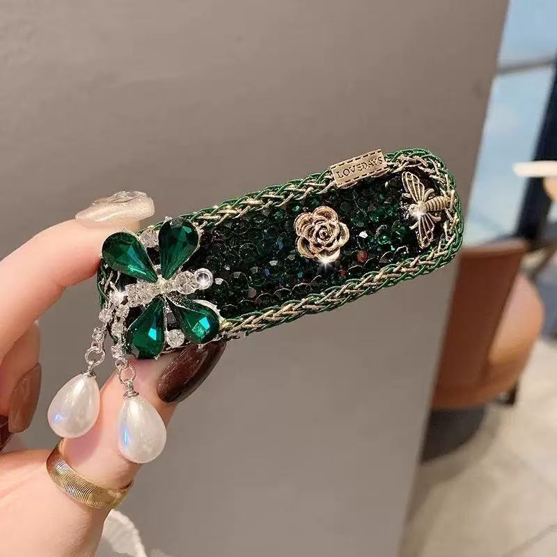 民族风治愈系闪钻珍珠名族风前额流苏边夹女个性刘海夹发卡发饰|undefined