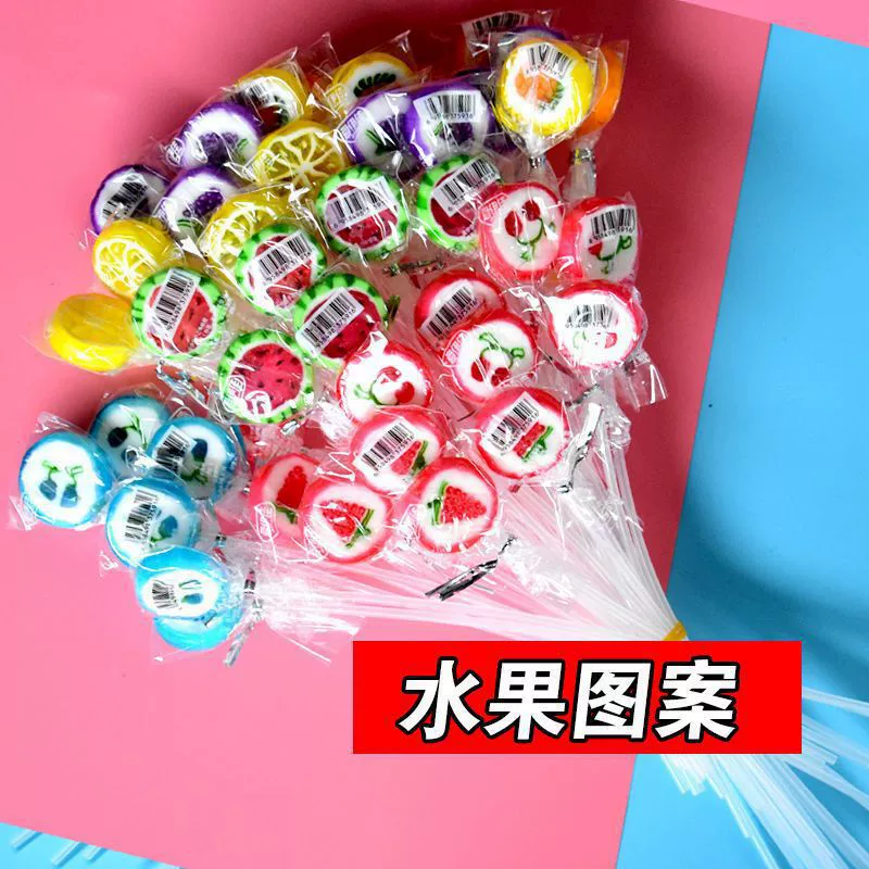 Леденец букет небольшой готовый продукт с сахаром для детей Фрукты длинный бар нарезанный конфеты с длинной ручкой сахар