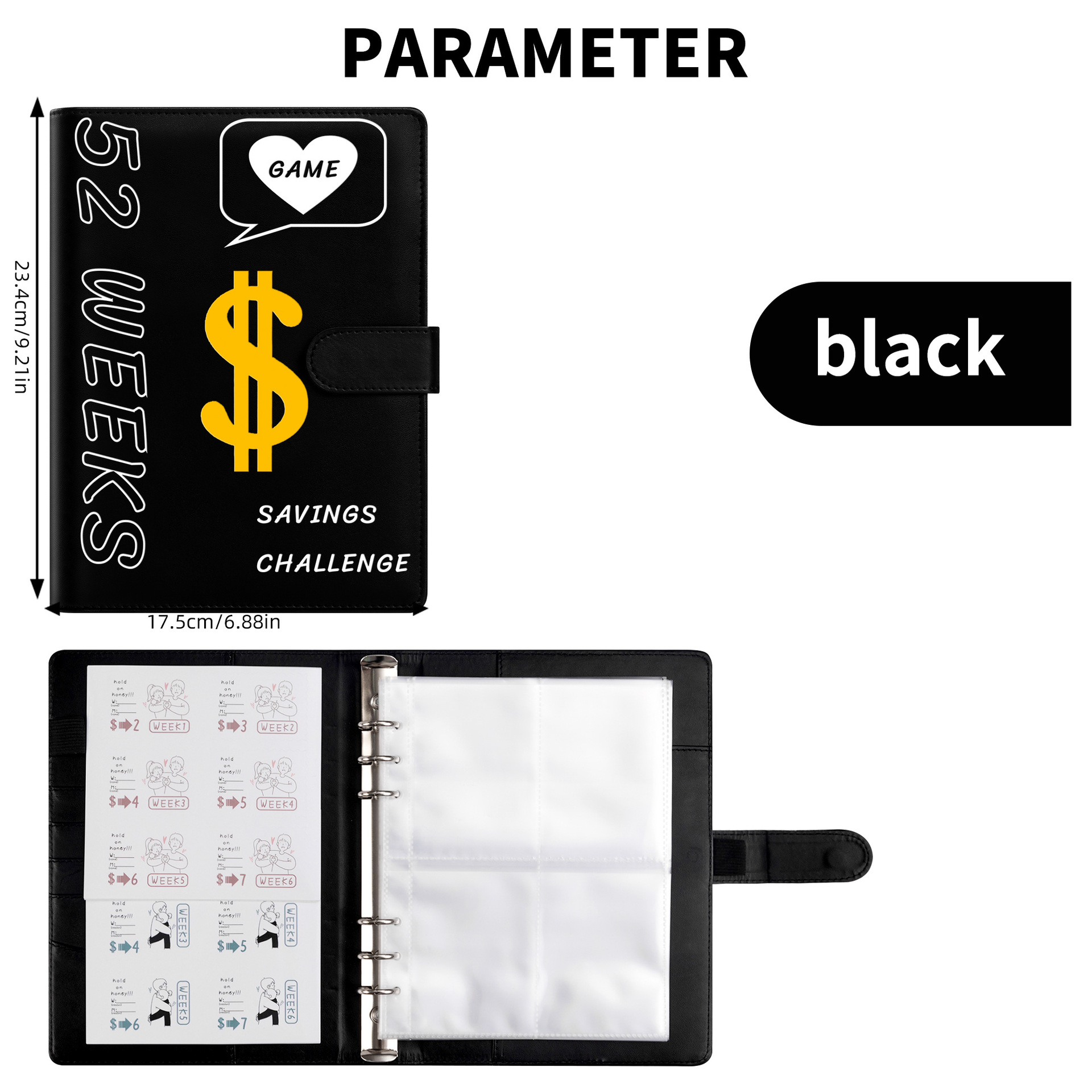 52 WeekSavingsChallenge 52 semanas dinero ahorro libro desafío caja envolvente ahorro carpeta