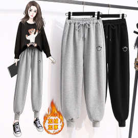 一件代发运动裤女秋冬2020新款裤子加厚哈伦裤加绒卫裤休闲宽松