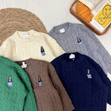 儿童毛衣男童女童小熊绣花针织衫秋冬加厚保暖打底羊毛衫宝宝毛衣