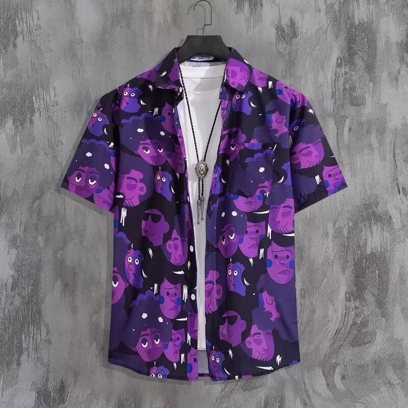 Ensemble chemise et short de plage hawaïen – Tenue décontractée florale pour homme/couple tropical (M-3XL) – Vêtements de vacances d'été légers et respirants_voghion.com