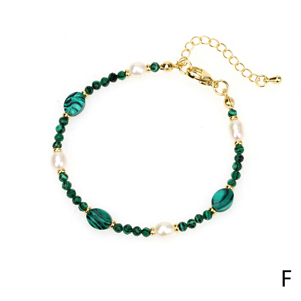 fashion natural section blue gold beaded freshwater pearl copper bracelet wholesale