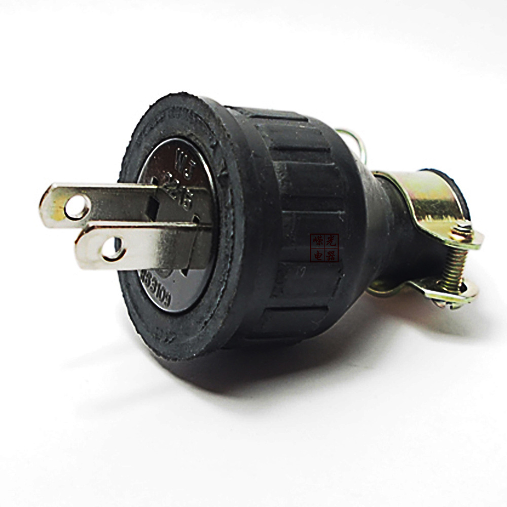 WJ-2215 1 125V美规两扁插头 美式接线大功能插头 橡胶工业插头