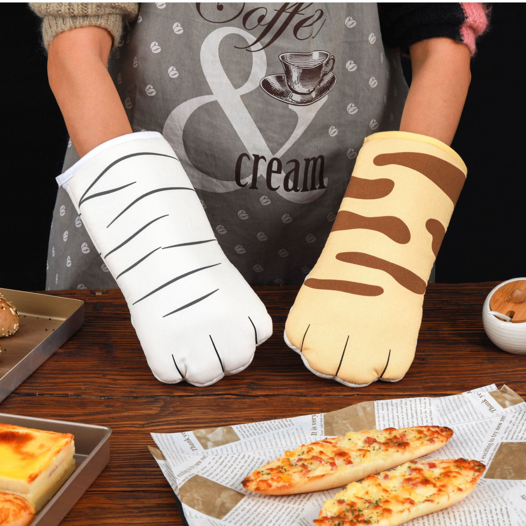 Guantes Resistentes al Calor con Diseño de Pata de Gato para Horno y Microondas, Anti-quemaduras y Resistentes a Altas Temperaturas, del Fabricante Original