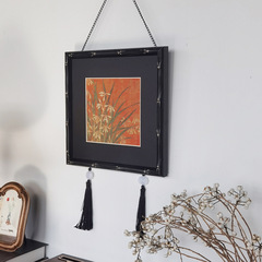 法式中古風流蘇實木背景牆高級感小眾裝飾畫掛畫小尺寸新中式