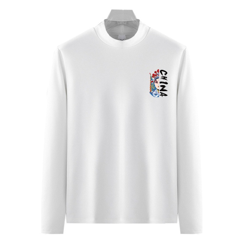 Avanzado DE LA Ópera de Pekín de doble cara de terciopelo medio de cuello alto de manga larga de los hombres de invierno cálido camiseta de los hombres de otoño e invierno camiseta