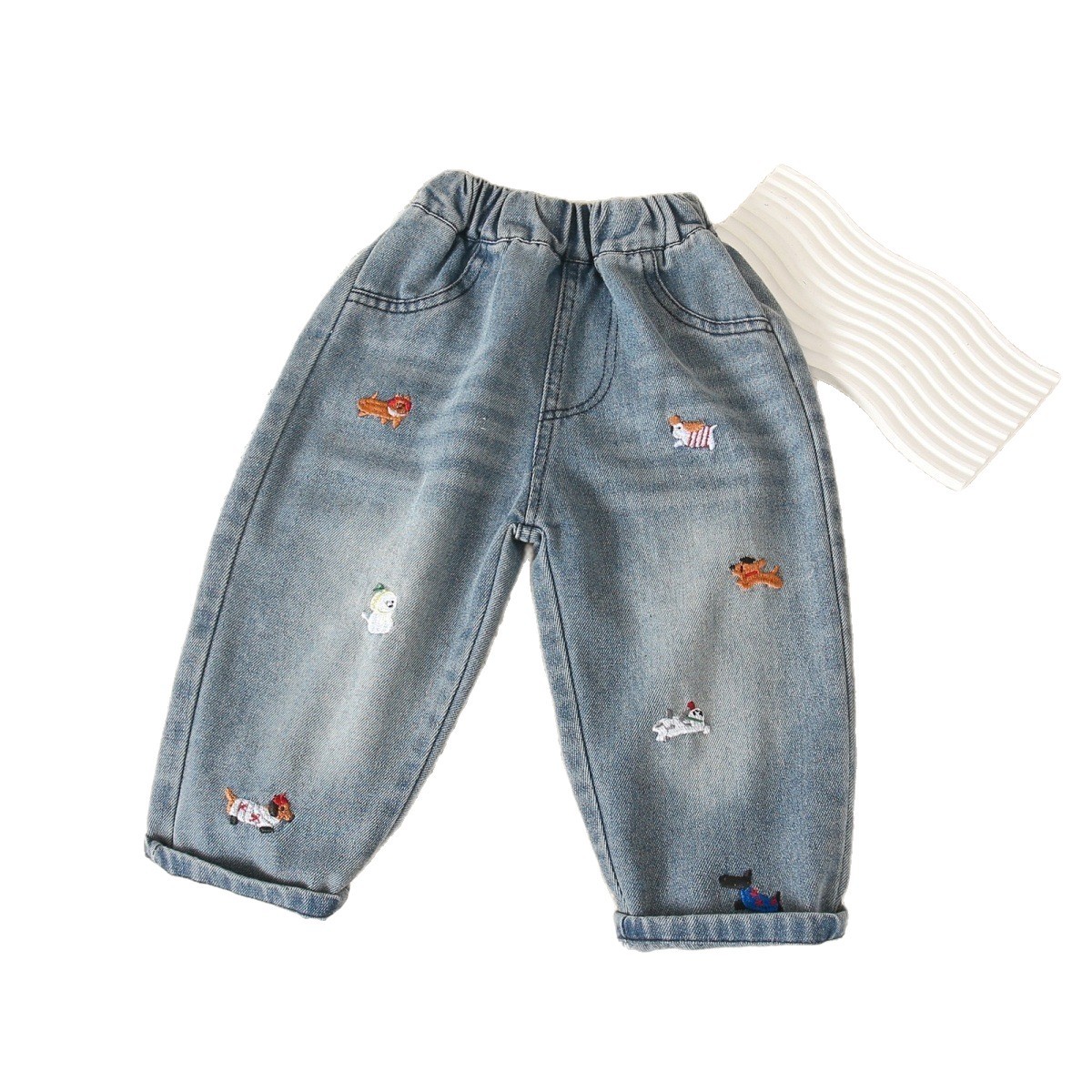 Nuevos pantalones vaqueros infantiles de primavera y otoño infantiles primavera extranjera amor bebé pantalones casuales bordados image 5