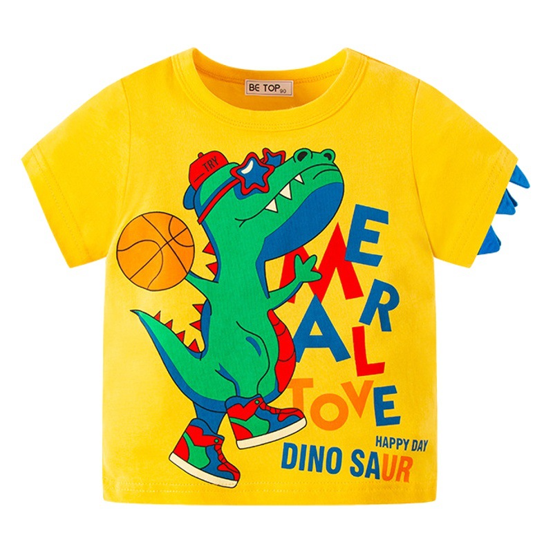 La ropa de los mejores niños dinosaurios de estilo coreano de dibujos animados de manga corta ropa de verano de moda de una sola pieza de distribución de entrega