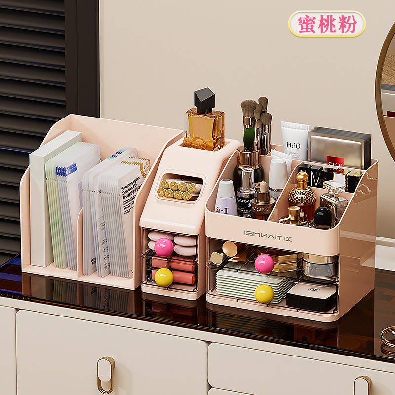 Caja de almacenamiento de cosméticos, escritorio, caja de almacenamiento de alta calidad, tocador de gran capacidad, productos para el cuidado de la piel, máscara de lápiz labial, estante de almacenamiento