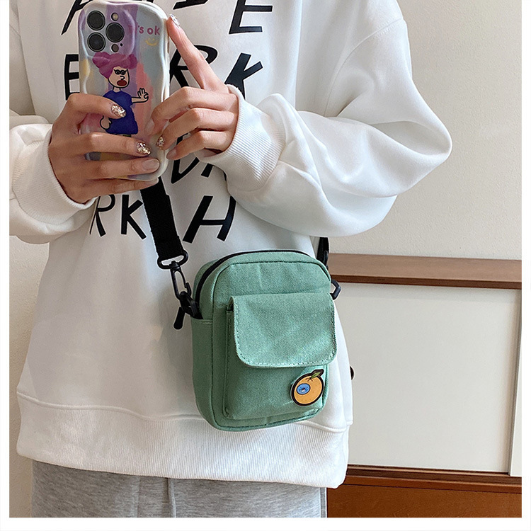 112g Weight Sewing Thread Fashion Element Zipper Closure Type Single Shoulder Strap Strap Type Square Bag Bags Type Casual Occasion Canvas Material Fruit, Solid Color Pattern All Seasons Season Women's Gender Streetwear Style Square Shape Small Size Women's Small Canvas Fruit Solid Color Streetwear Sewing Thread Square Zipper Square Bag 29