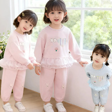 H女童春秋套装2025新款儿童卫衣卫裤衣服女宝宝可爱 甜美两件套装