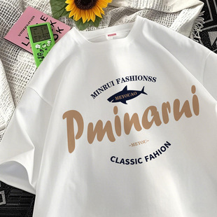Fresh and Simple White Summer Short-Sleeve T-Shirt for Men and Women, Loose Korean Style Versatile Student Retro Top, Couple Breathable Trendy