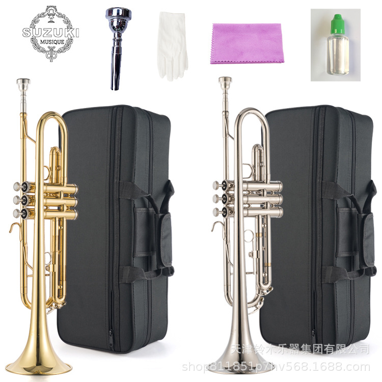 Cross-Border Manufacturer Trumpet in B-Flat Key, Sunset Gorgeous Three-Tone Trumpet, Beginner Trumpet, Teaching-Specific Trumpet