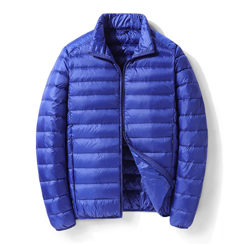 스탠드 칼라 로얄 블루 코튼 코트