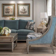 美式ART莫里印象布艺实木沙发现代简约别墅客厅样板房家双人沙发