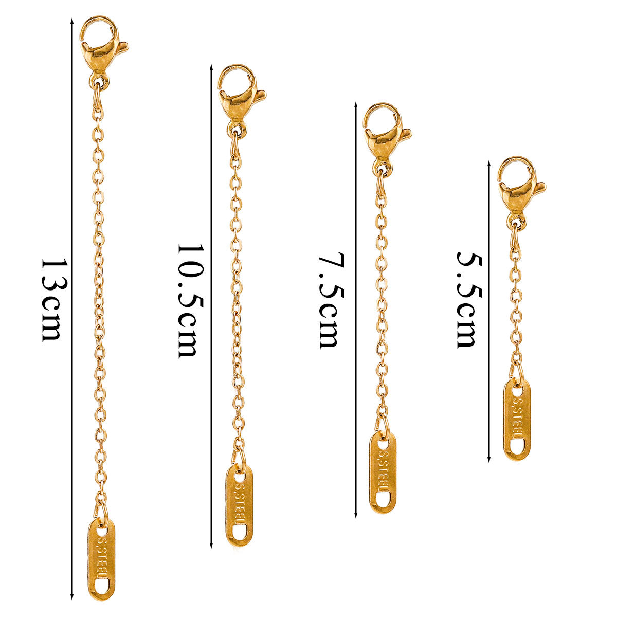 Casual, Simple Style Style 10 PCS/Package 105mm 55MM 75mm 304 Stainless Steel Solid Color Extension Chain
