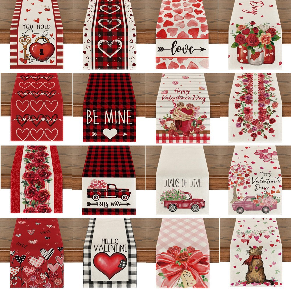 Novedad transfronteriza: Camino de mesa de lino estampado, decoración para sofá, ambiente festivo, estilo nórdico, tira larga.