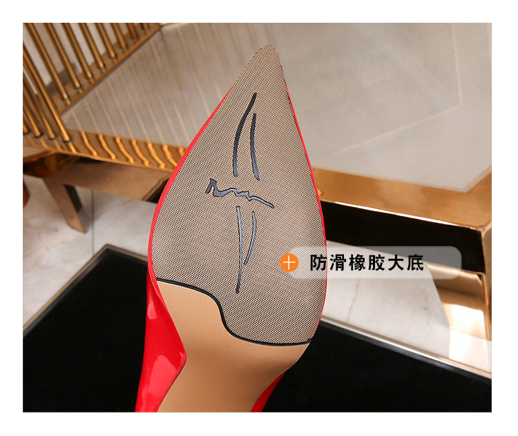 Giày cao gót nữ mũi nhọn gót 12 cm cỡ lớn — Màu hồng, Màu mơ, Màu trắng, Màu Đen Đế Đỏ chi tiết 10