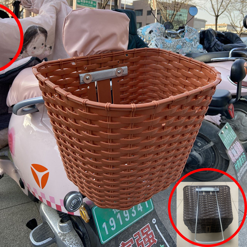 电动车后置车筐电动摩托车后尾挂篮放书包后篮加大车篓包车菜篮子|undefined