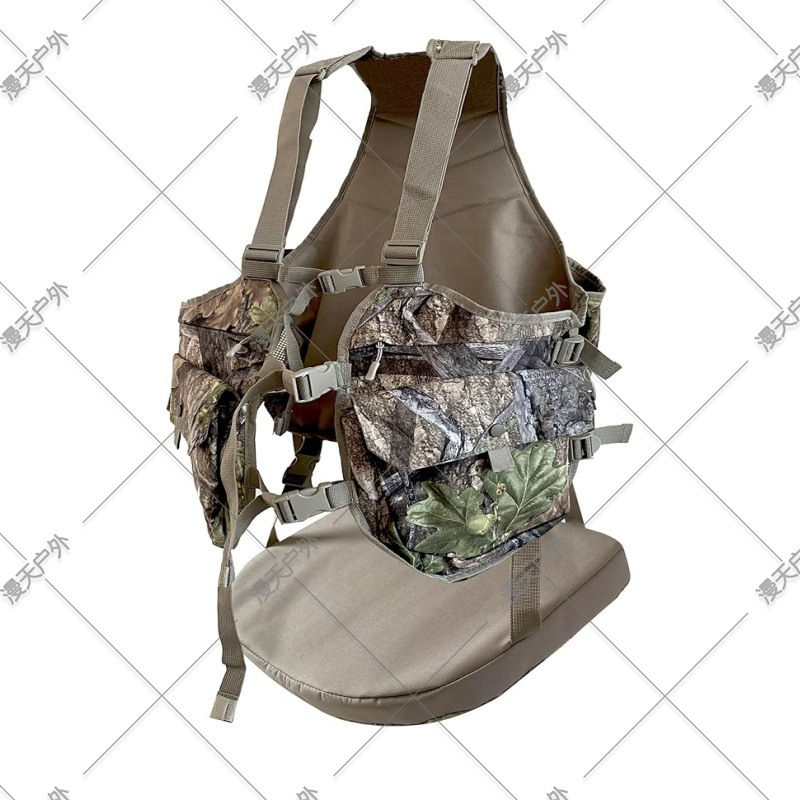 Source Factory Customized Logo Outdoor Oxford Cloth Two-In-One Camouflage Vest Cushion Turkey Hunting with Cushion Back