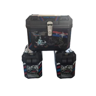 Motorcycle Electric Vehicle Universal Three-Box Side Box Side Box Trunk Large Large Capacity Waterproof Tail Box (Motorcycle trunk) - flagship-version-62l-chixing-black-tail-box-28l-integrated-side-box