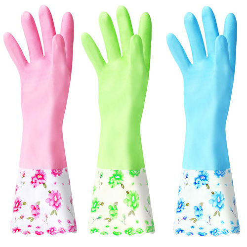 Thickened velvet dishwashing gloves winter kitchen cleaning waterproof laundry rubber latex housework gloves wholesale
