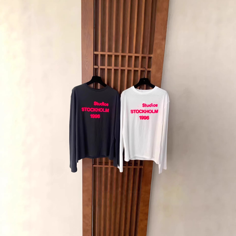 2026 Spring/Summer New Limited Edition Ac Flocked Letter Long Sleeve T-Shirt Loose Casual Versatile Trendy Top