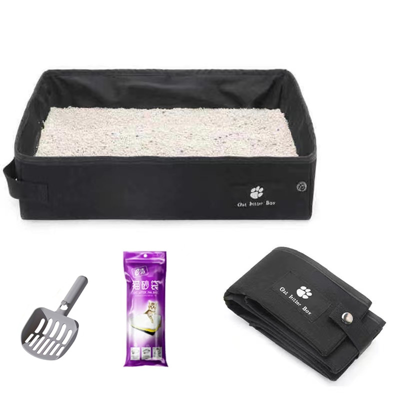 패키지 18 - 대형 일반 검정색 + 고양이 쓰레기 국자 + 고양이 쓰레기 봉투 (7개)
