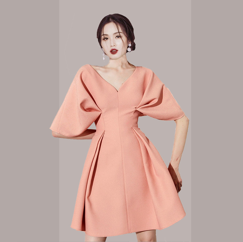 Sugar Beauty Slimming Mini Dress Pink 2025 Dress with a Youthful and Elegant Vibe, Can Be Worn Casually, Fairy-Like Short Sleeves