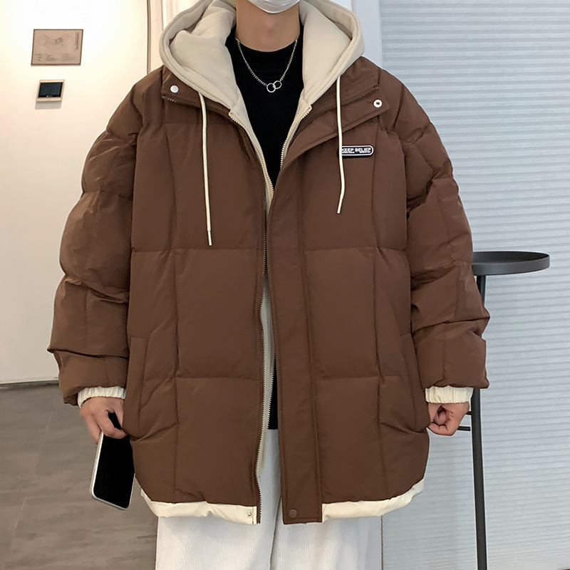 Chaqueta acolchada de algodón para hombres Otoño e Invierno forrada de lana engrosada marca de moda Chaqueta acolchada de algodón para jóvenes Estudiante de secundaria falso Abrigo acolchado de algodón de dos piezas
