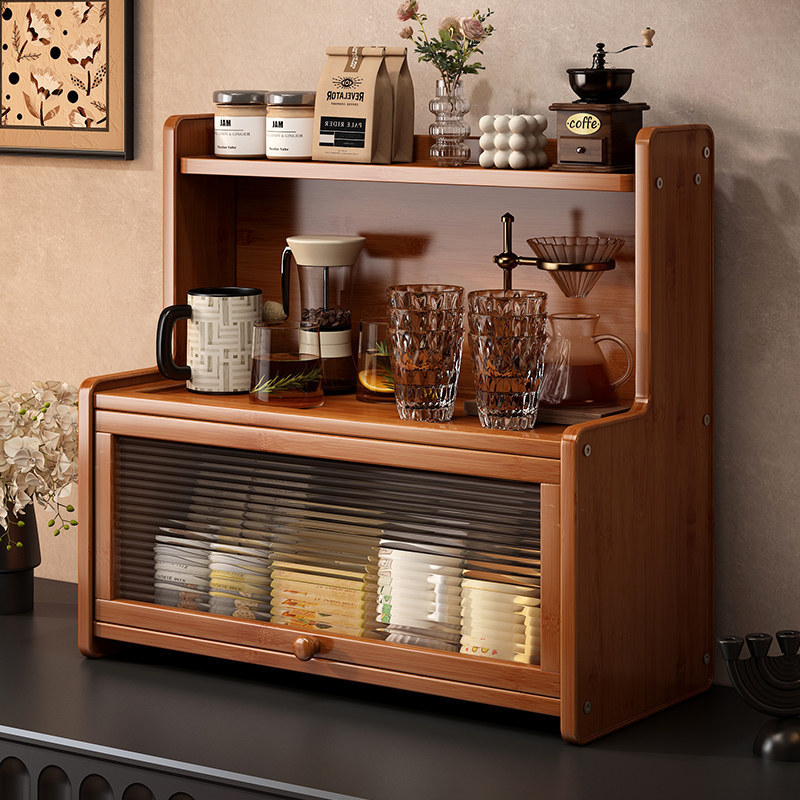 Desktop corner storage rack for home use, coffee corner tea cup organizer, multi-layer cup rack, tea set organizer, corner storage