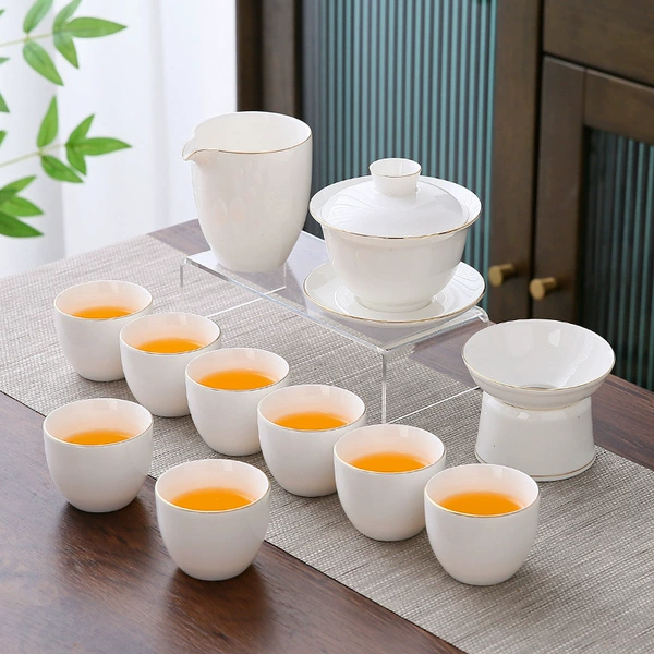 Lamb fat jade porcelain set 12-piece gold drawing (no gift)