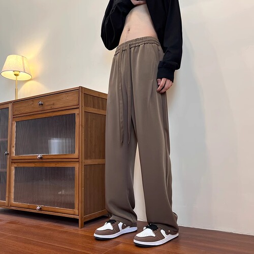 Flowing Casual Pants for Men: Spring & Autumn Edition, High-End All-Match Straight-Leg Trousers, Loose Wide-Legged Long Pants, Plus-Size Suit Pants