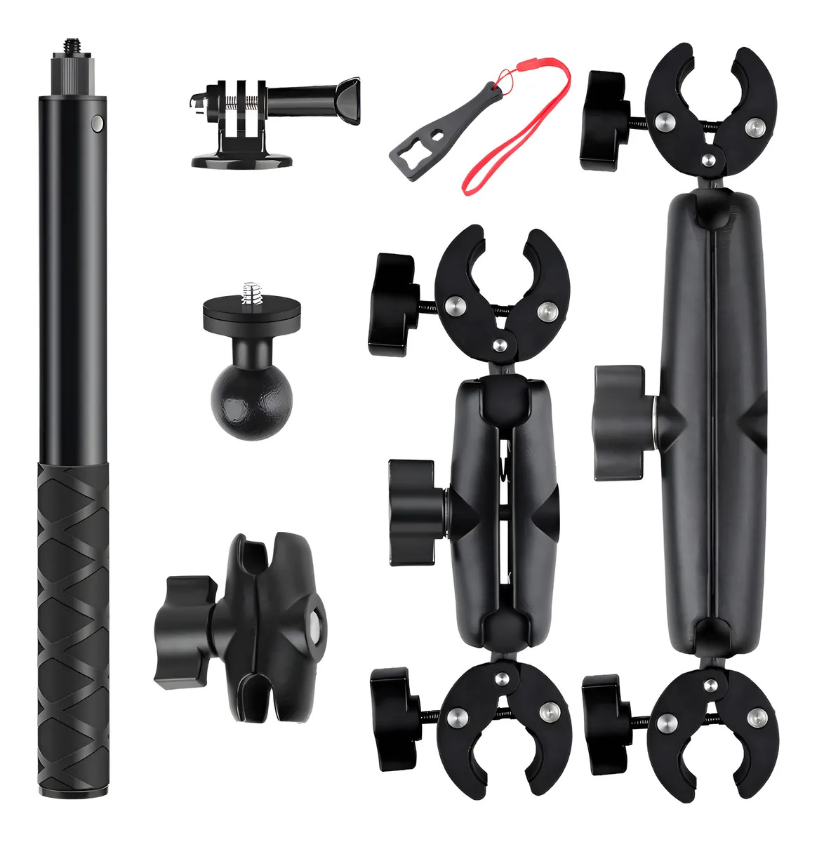 国境を越えて供給される、両頭強力カニ爪クランプ式屋外バイク用スマホホルダー、防振スポーツカメラライディングスタンド