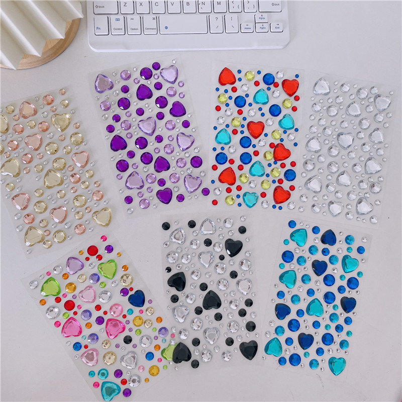 Large Love Diamond Stickers Ins3d Korean Diamond Decorative Journal Face Stickers Children Girl Bright Crystal display picture 2