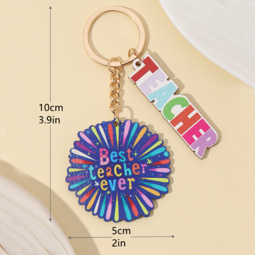 8g Weight Keychain Classification Modern Style Letter Wood Teachers' Day Unisex Keychain