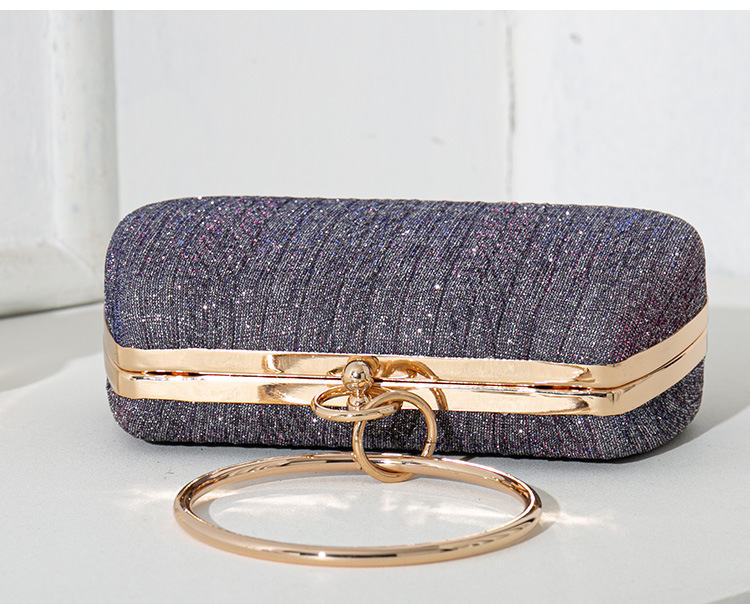262g Weight Polyester Lining Material Silver Black Gold Pu Leather Solid Color Square Evening Bags