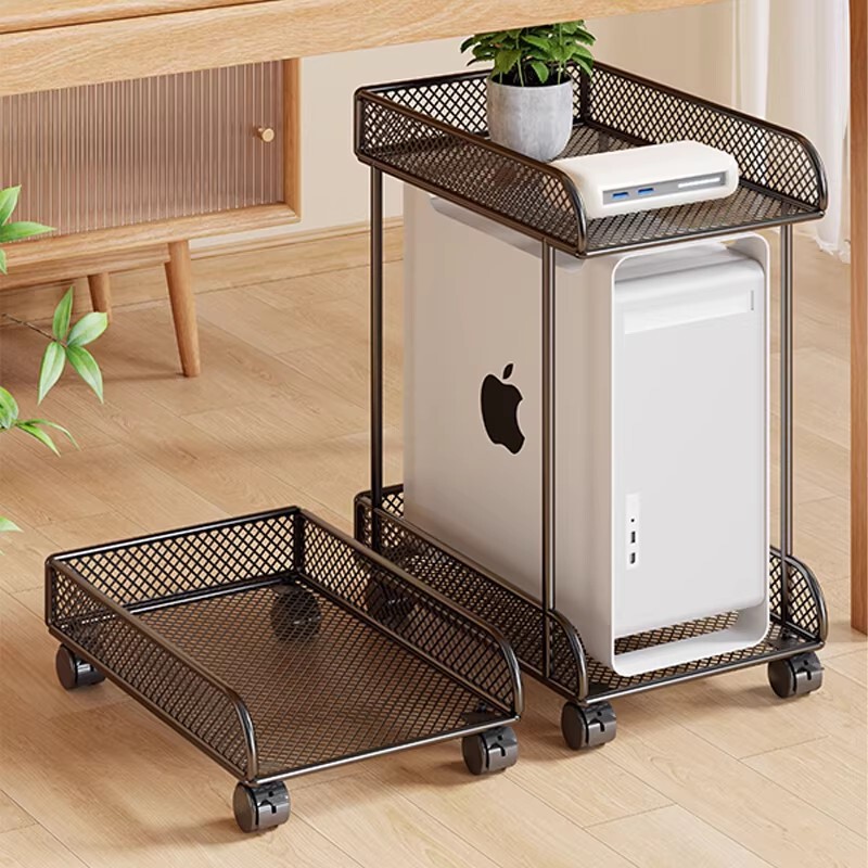 Computer Host Stand with Wheels for Home Desktop Workstation, Movable Chassis Base Bracket Tray Storage Rack